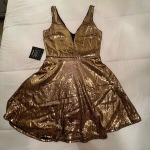 Gold Sequin Party Dress